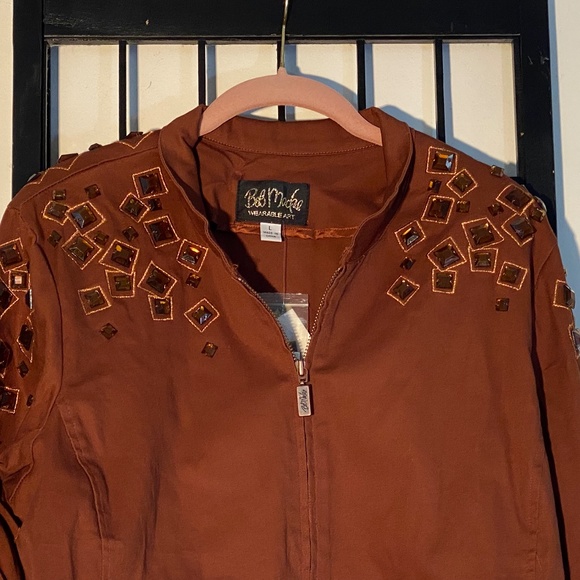 Bob Mackie Canvas and Gemstone Jacket Size L NWT - Picture 3 of 16